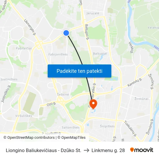 Liongino Baliukevičiaus - Dzūko St. to Linkmenu g. 28 map