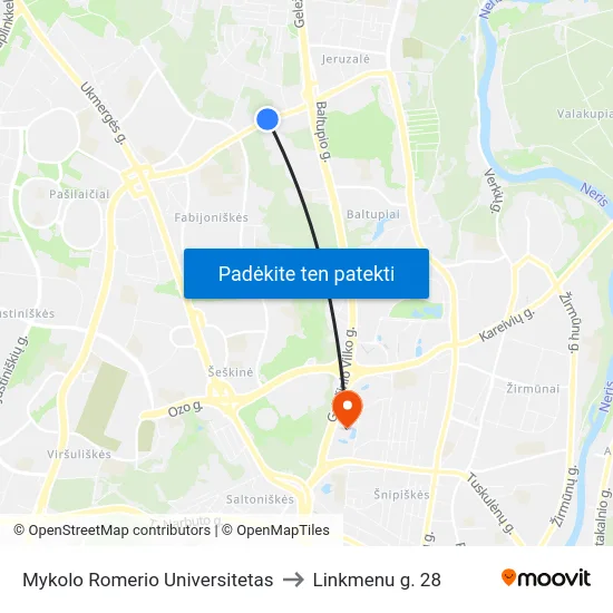 Mykolo Romerio Universitetas to Linkmenu g. 28 map