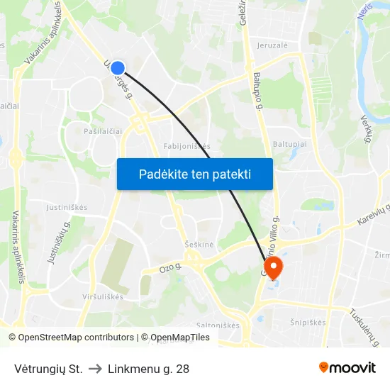 Vėtrungių St. to Linkmenu g. 28 map
