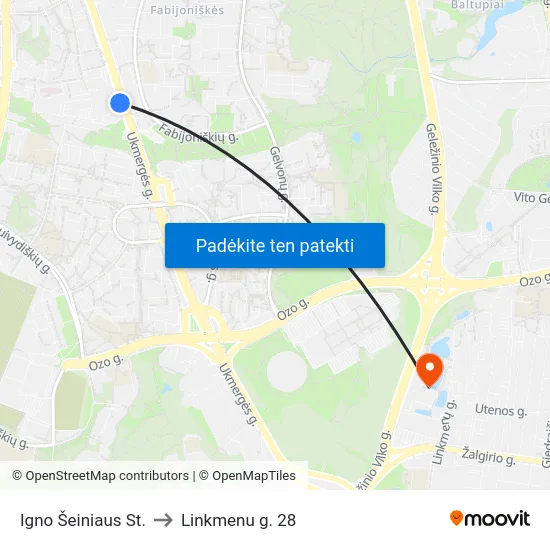 Igno Šeiniaus St. to Linkmenu g. 28 map