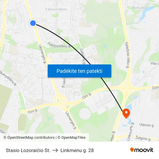 Stasio Lozoraičio St. to Linkmenu g. 28 map