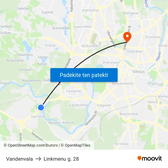 Vandenvala to Linkmenu g. 28 map