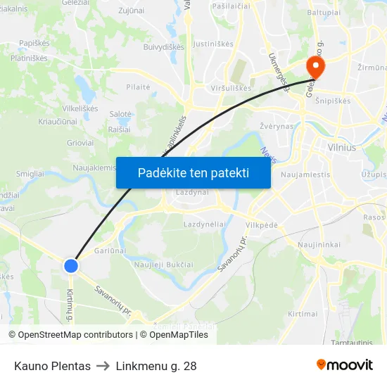 Kauno Plentas to Linkmenu g. 28 map