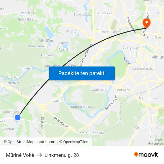 Mūrinė Vokė to Linkmenu g. 28 map