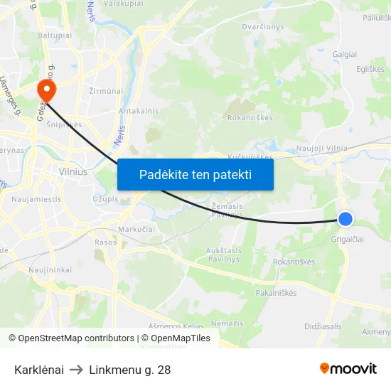 Karklėnai to Linkmenu g. 28 map