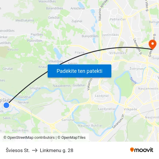 Šviesos St. to Linkmenu g. 28 map