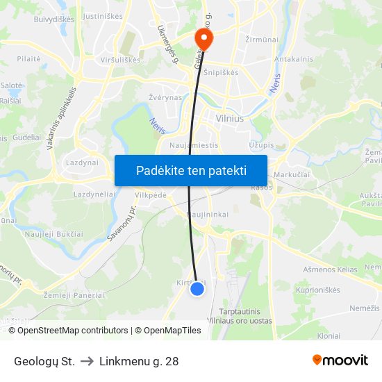 Geologų St. to Linkmenu g. 28 map