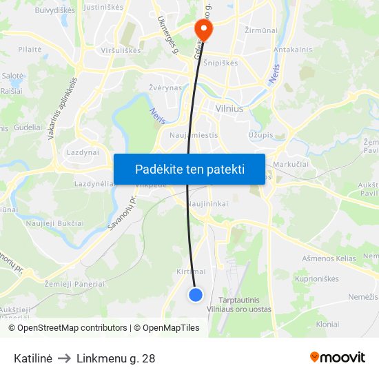 Katilinė to Linkmenu g. 28 map