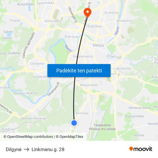 Dilgynė to Linkmenu g. 28 map