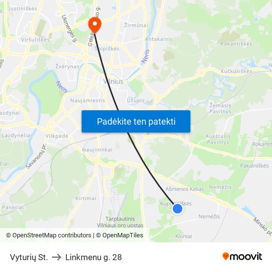 Vyturių St. to Linkmenu g. 28 map