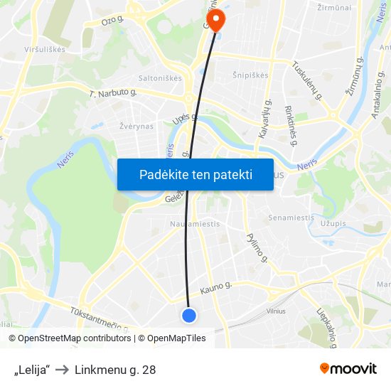 „Lelija“ to Linkmenu g. 28 map