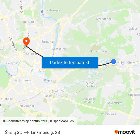 Širšių St. to Linkmenu g. 28 map