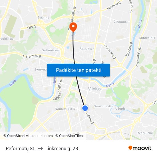 Reformatų St. to Linkmenu g. 28 map