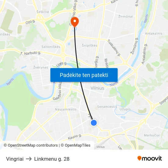 Vingriai to Linkmenu g. 28 map