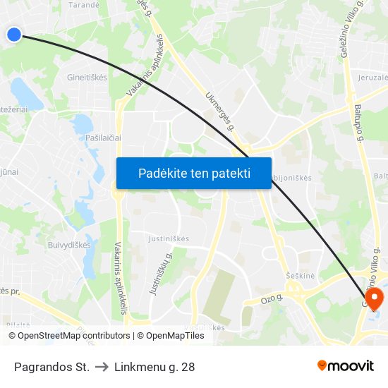 Pagrandos St. to Linkmenu g. 28 map