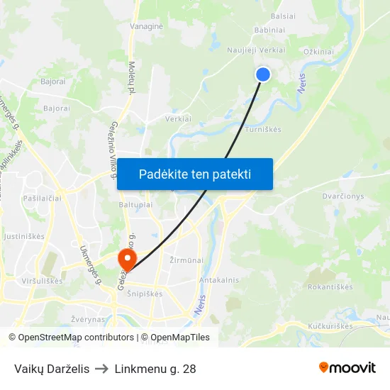 Vaikų Darželis to Linkmenu g. 28 map
