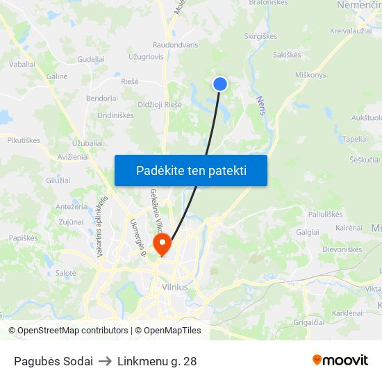 Pagubės Sodai to Linkmenu g. 28 map