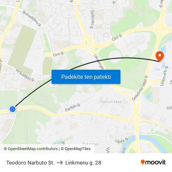 Teodoro Narbuto St. to Linkmenu g. 28 map