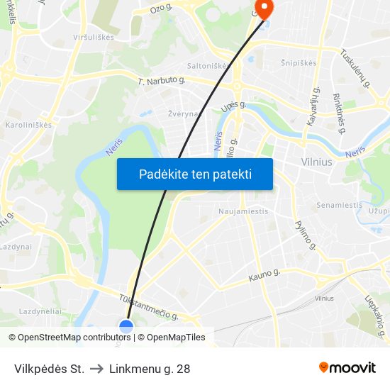 Vilkpėdės St. to Linkmenu g. 28 map