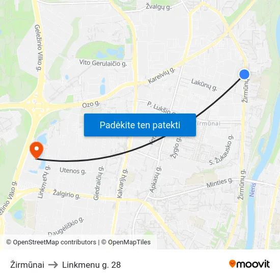 Žirmūnai to Linkmenu g. 28 map