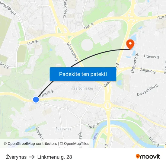 Žvėrynas to Linkmenu g. 28 map