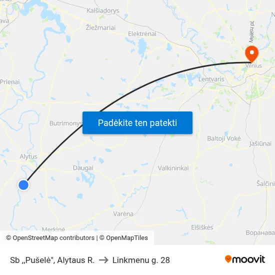 Sb ,,Pušelė", Alytaus R. to Linkmenu g. 28 map