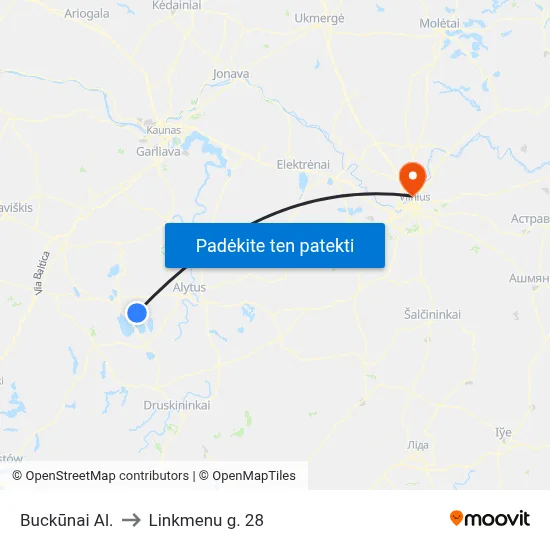 Buckūnai Al. to Linkmenu g. 28 map