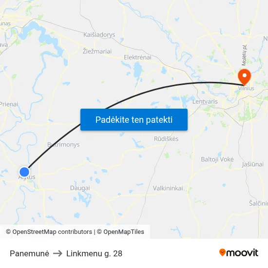Panemunė to Linkmenu g. 28 map