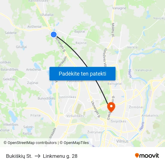 Bukiškių St. to Linkmenu g. 28 map