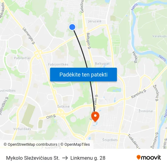 Mykolo Sleževičiaus St. to Linkmenu g. 28 map