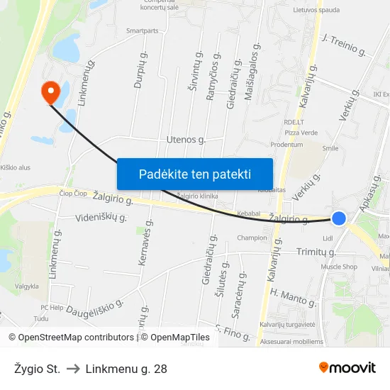 Žygio St. to Linkmenu g. 28 map