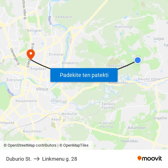 Duburio St. to Linkmenu g. 28 map