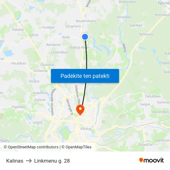 Kalinas to Linkmenu g. 28 map