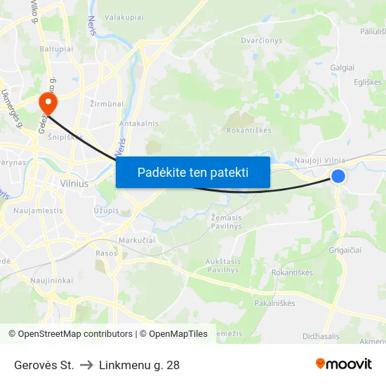 Gerovės St. to Linkmenu g. 28 map