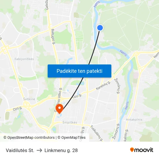 Vaidilutės St. to Linkmenu g. 28 map