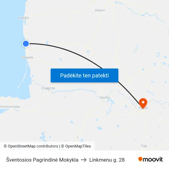 Šventosios Pagrindinė Mokykla to Linkmenu g. 28 map