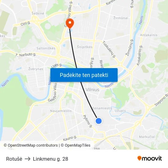 Rotušė to Linkmenu g. 28 map