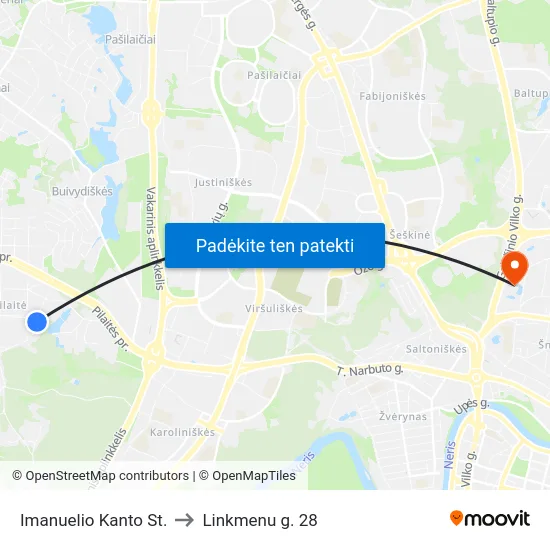 Imanuelio Kanto St. to Linkmenu g. 28 map