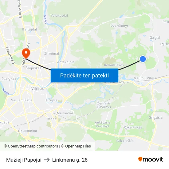 Mažieji Pupojai to Linkmenu g. 28 map