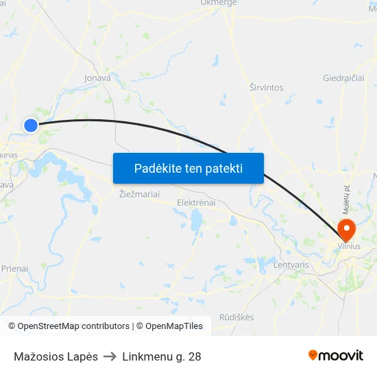 Mažosios Lapės to Linkmenu g. 28 map