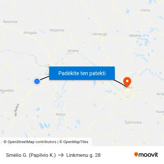 Smėlio G. (Papilvio K.) to Linkmenu g. 28 map