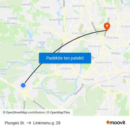 Plungės St. to Linkmenu g. 28 map