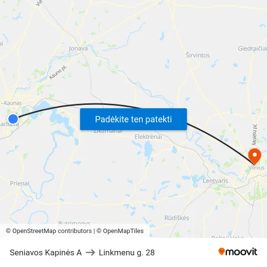 Seniavos Kapinės A to Linkmenu g. 28 map