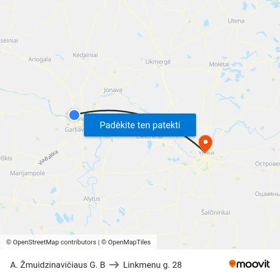 A. Žmuidzinavičiaus G. B to Linkmenu g. 28 map