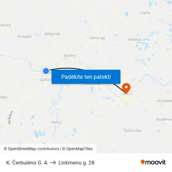 K. Čerbulėno G. A to Linkmenu g. 28 map