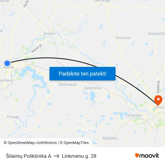 Šilainių Poliklinika A to Linkmenu g. 28 map