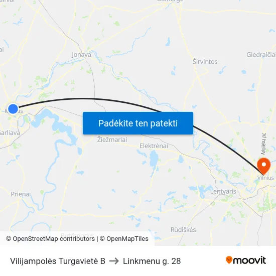 Vilijampolės Turgavietė B to Linkmenu g. 28 map
