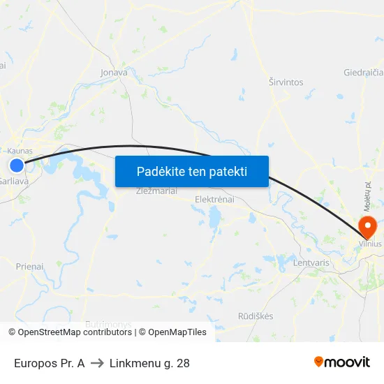 Europos Pr. A to Linkmenu g. 28 map