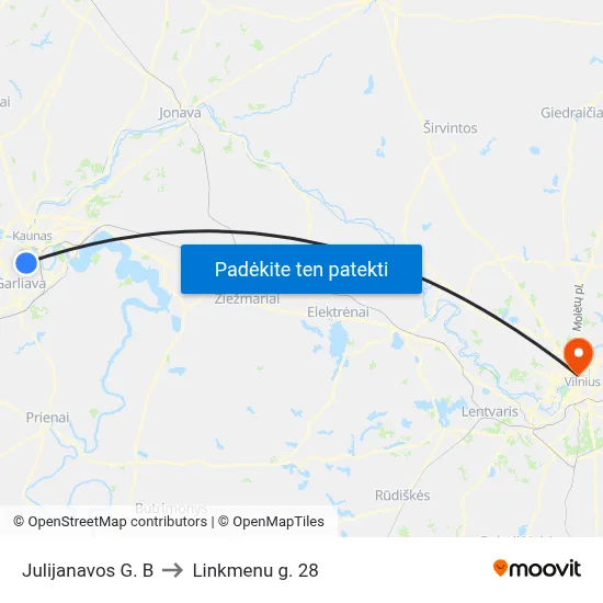 Julijanavos G. B to Linkmenu g. 28 map
