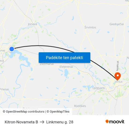 Kitron-Novameta B to Linkmenu g. 28 map